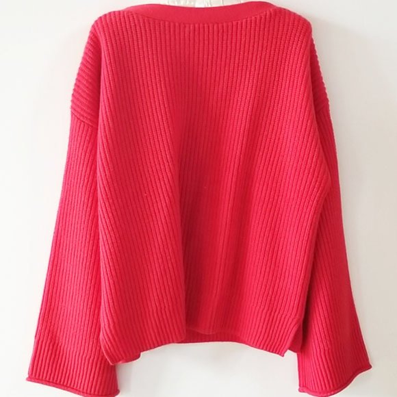 Madewell NWT Calloway Boatneck Sweater Large Merino Wool Blend Enamel Red - Picture 4 of 10